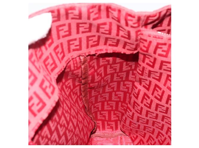 Borsa Tote FENDI Zucchino Canvas Rosso Oro Auth 187865 D'oro - vista 19