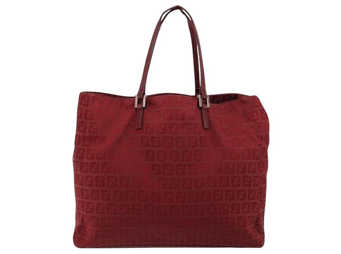 Borsa Tote FENDI Zucchino Canvas Rosso Oro Auth 187865 D'oro - vista 2
