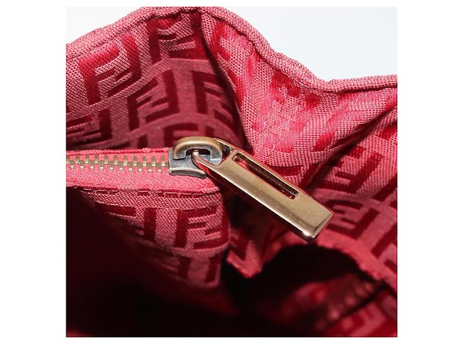 Borsa Tote FENDI Zucchino Canvas Rosso Oro Auth 187865 D'oro - vista 21