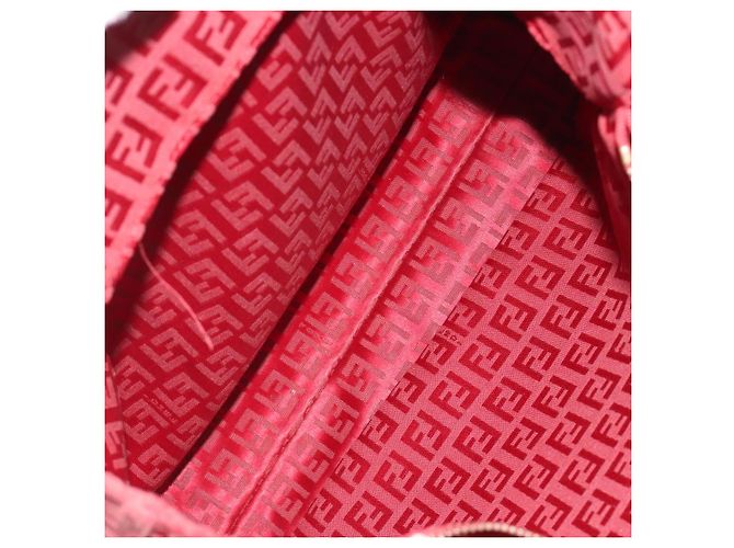 Borsa Tote FENDI Zucchino Canvas Rosso Oro Auth 187865 D'oro - vista 23