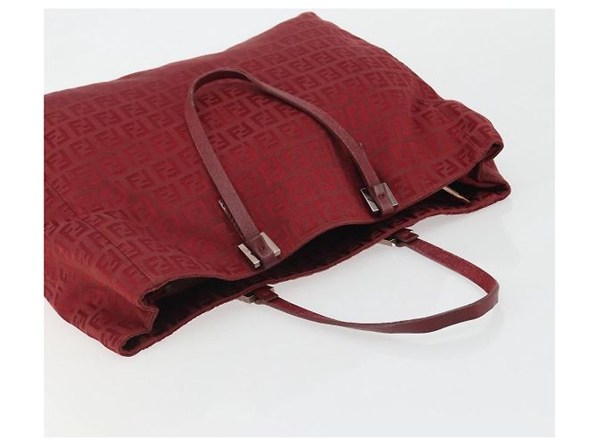 Borsa Tote FENDI Zucchino Canvas Rosso Oro Auth 187865 D'oro - vista 6