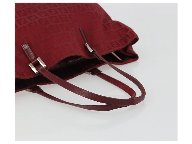 Borsa Tote FENDI Zucchino Canvas Rosso Oro Auth 187865 D'oro - vista 7