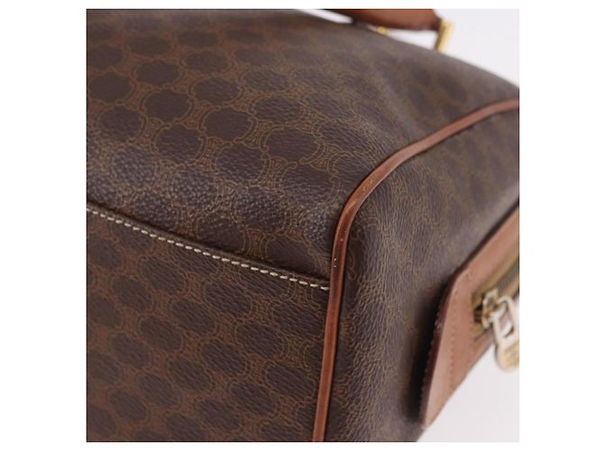 Céline Borsa Boston CELINE Macadam Canvas PVC Pelle Marrone Oro Auth 189915A D'oro - vista 16