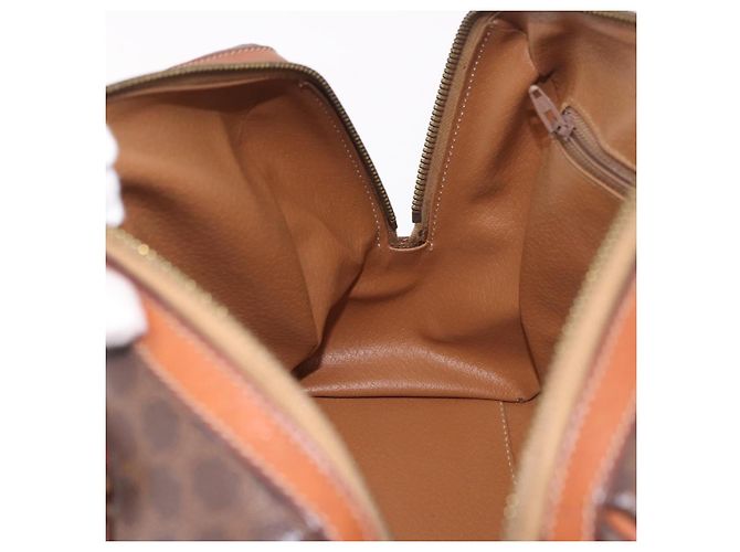 Céline Borsa Boston CELINE Macadam Canvas PVC Pelle Marrone Oro Auth 189915A D'oro - vista 19