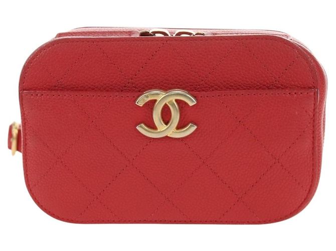 CHANEL Matelasse Chic Affinity Chain Bag Caviar Skin Red Gold CC Auth 189719M Rosso D'oro - vista 13
