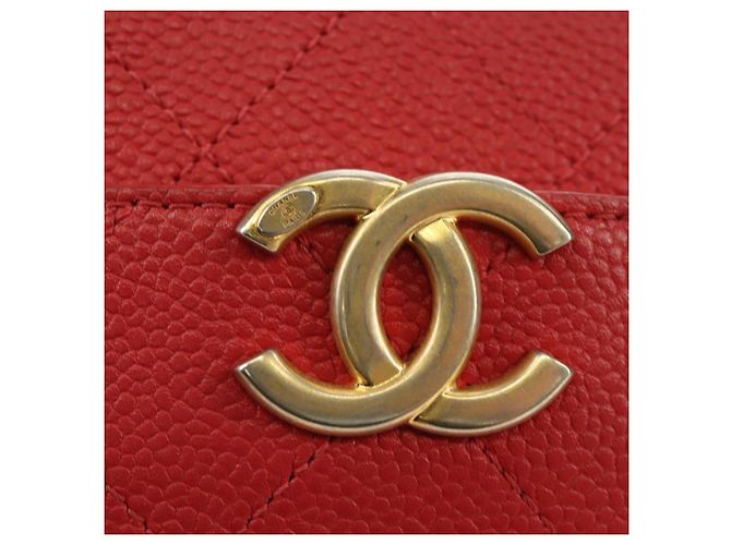 CHANEL Matelasse Chic Affinity Chain Bag Caviar Skin Red Gold CC Auth 189719M Rosso D'oro - vista 19