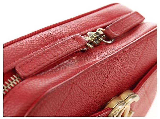 CHANEL Matelasse Chic Affinity Chain Bag Caviar Skin Red Gold CC Auth 189719M Rosso D'oro - vista 20