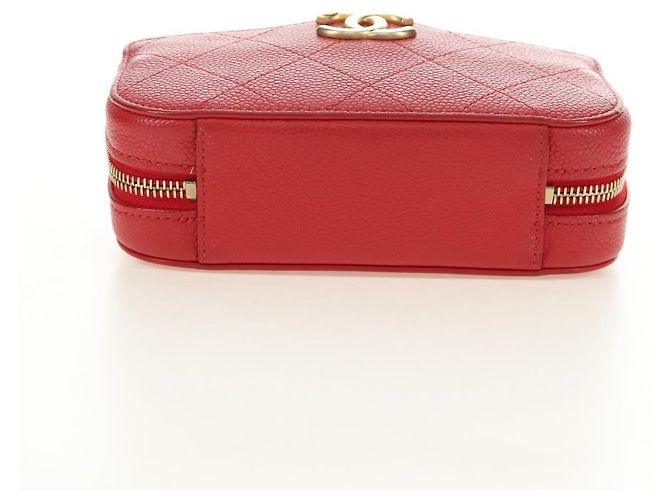 CHANEL Matelasse Chic Affinity Chain Bag Caviar Skin Red Gold CC Auth 189719M Rosso D'oro - vista 6