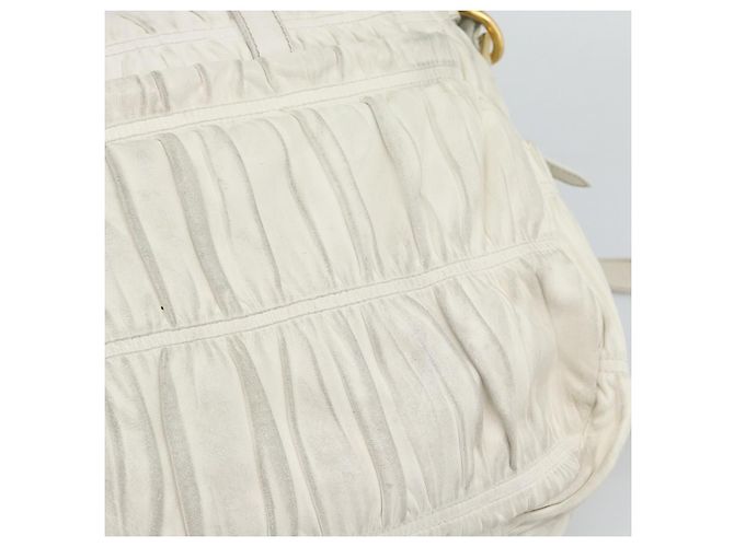 Borsa a Spalla PRADA in Pelle Bianco Oro Auth ka5003A D'oro - vista 10