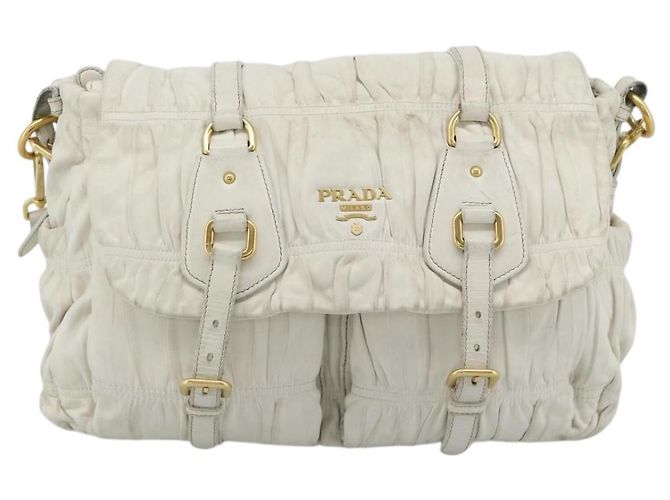 Borsa a Spalla PRADA in Pelle Bianco Oro Auth ka5003A D'oro - vista 13