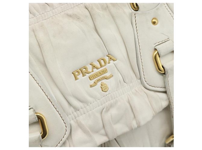Borsa a Spalla PRADA in Pelle Bianco Oro Auth ka5003A D'oro - vista 19