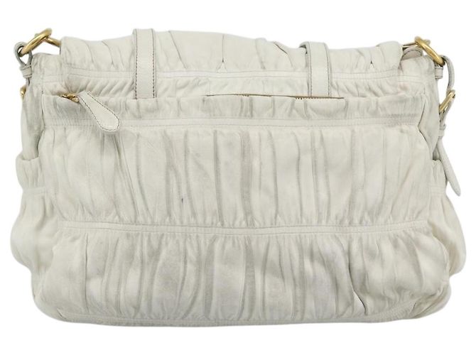 Borsa a Spalla PRADA in Pelle Bianco Oro Auth ka5003A D'oro - vista 2