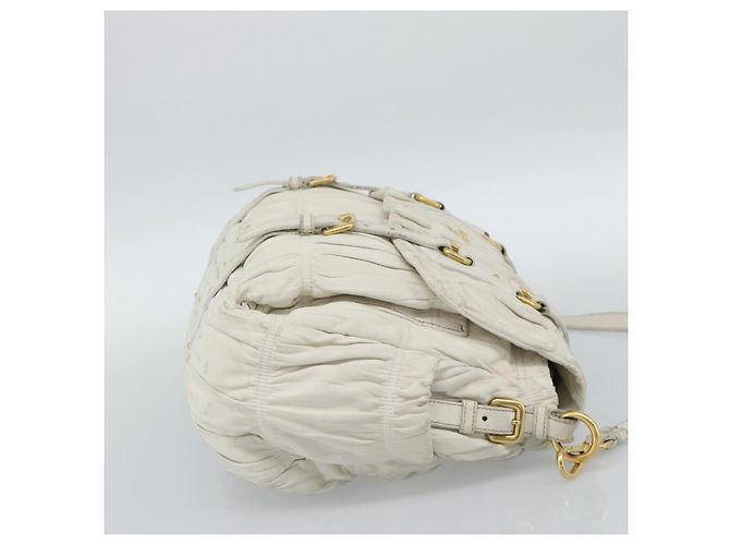 Borsa a Spalla PRADA in Pelle Bianco Oro Auth ka5003A D'oro - vista 4