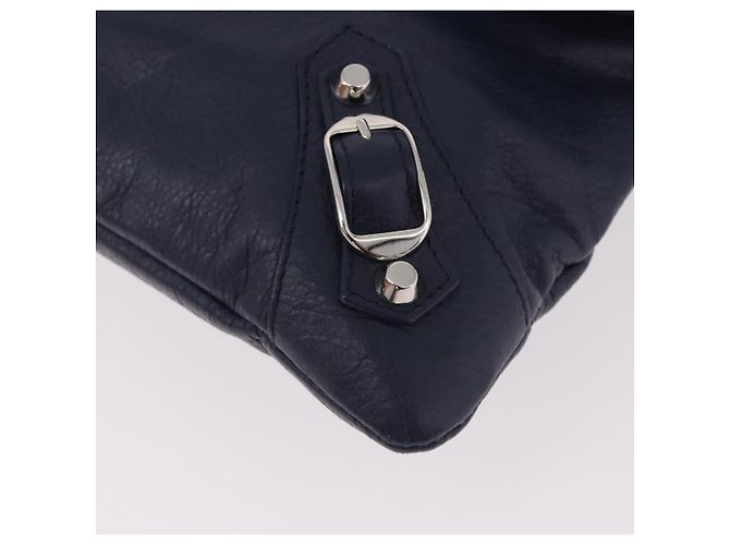 BALENCIAGA Borsa a Spalla Classic Envelope in Pelle Navy Silver 319376 Auth 189069V Argento Blu navy - vista 14