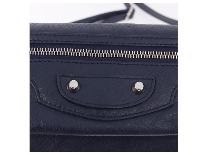 BALENCIAGA Borsa a Spalla Classic Envelope in Pelle Navy Silver 319376 Auth 189069V Argento Blu navy - vista 17