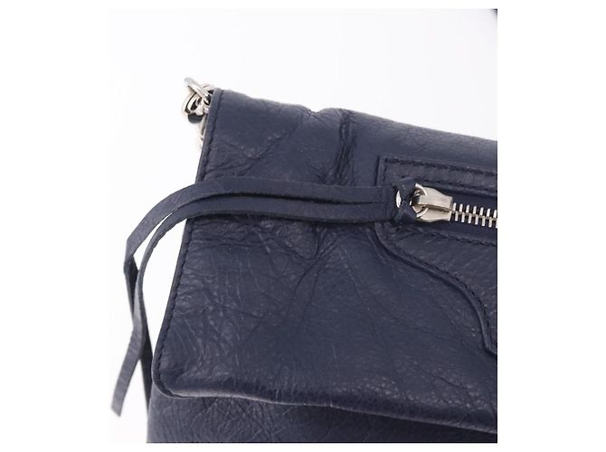 BALENCIAGA Borsa a Spalla Classic Envelope in Pelle Navy Silver 319376 Auth 189069V Argento Blu navy - vista 18