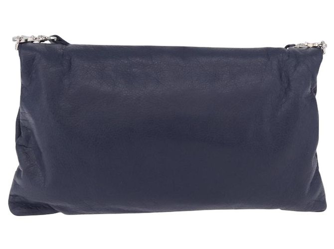 BALENCIAGA Borsa a Spalla Classic Envelope in Pelle Navy Silver 319376 Auth 189069V Argento Blu navy - vista 2