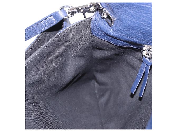 BALENCIAGA Borsa a Spalla Classic Envelope in Pelle Navy Silver 319376 Auth 189069V Argento Blu navy - vista 22