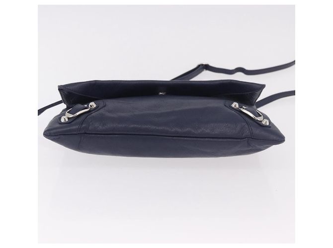 BALENCIAGA Borsa a Spalla Classic Envelope in Pelle Navy Silver 319376 Auth 189069V Argento Blu navy - vista 5