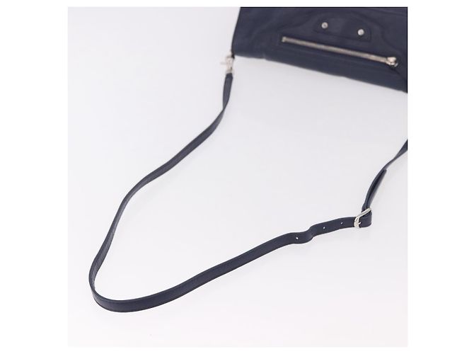 BALENCIAGA Borsa a Spalla Classic Envelope in Pelle Navy Silver 319376 Auth 189069V Argento Blu navy - vista 7