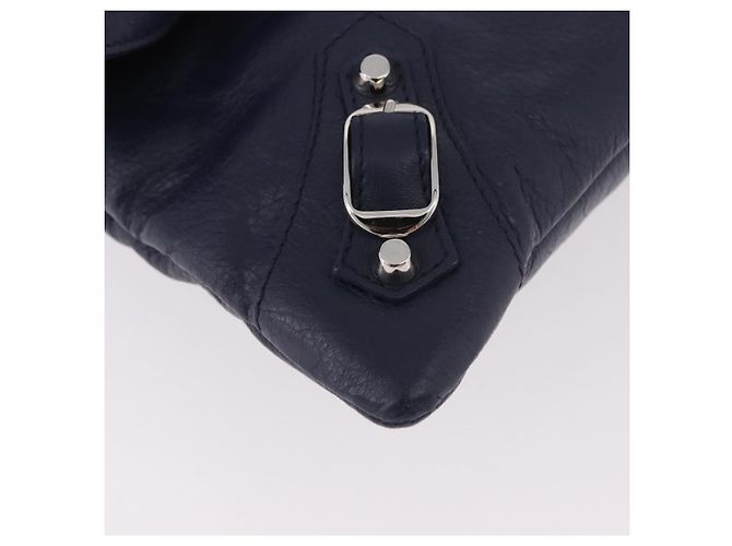 BALENCIAGA Borsa a Spalla Classic Envelope in Pelle Navy Silver 319376 Auth 189069V Argento Blu navy - vista 9