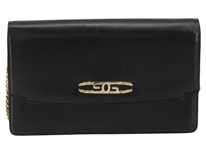 Borsa a Spalla GUCCI con Catena in Pelle Nera e Oro Auth ep14950 Nero D'oro - vista 13