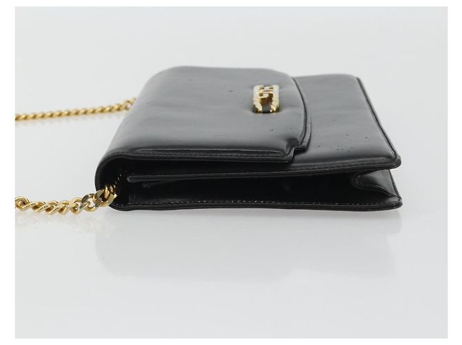 Borsa a Spalla GUCCI con Catena in Pelle Nera e Oro Auth ep14950 Nero D'oro - vista 4