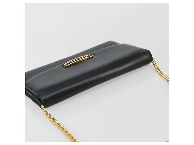 Borsa a Spalla GUCCI con Catena in Pelle Nera e Oro Auth ep14950 Nero D'oro - vista 6