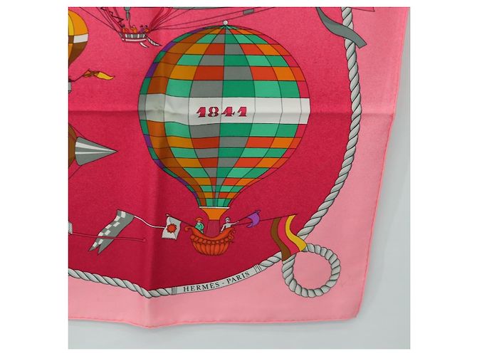 Hermès HERMES Carré 90 Sciarpa "LES FOLIES DU CIEL" Seta Rosa Auth hk3927V - vista 10