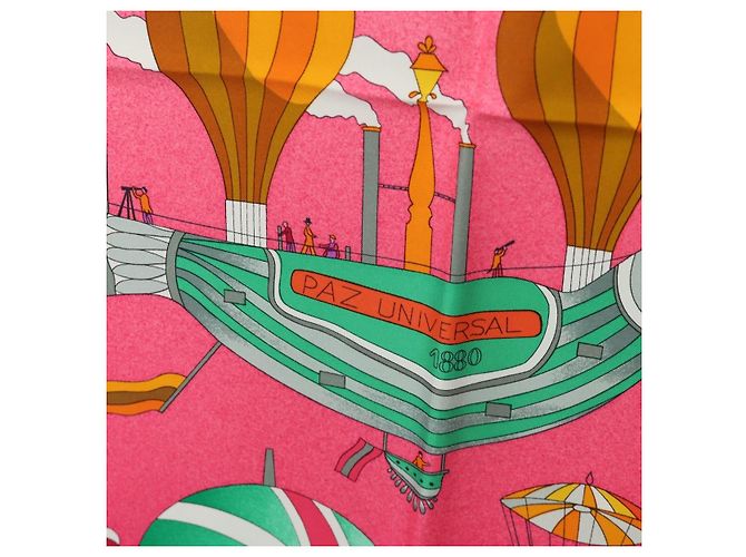 Hermès HERMES Carré 90 Sciarpa "LES FOLIES DU CIEL" Seta Rosa Auth hk3927V - vista 12