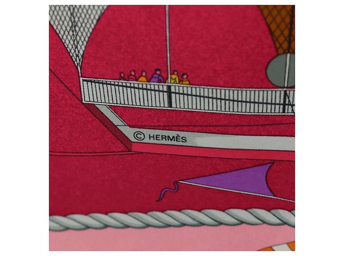 Hermès HERMES Carré 90 Sciarpa "LES FOLIES DU CIEL" Seta Rosa Auth hk3927V - vista 13