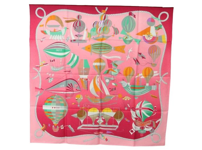 Hermès HERMES Carré 90 Sciarpa "LES FOLIES DU CIEL" Seta Rosa Auth hk3927V - vista 16