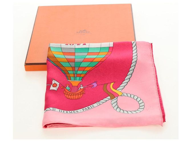 Hermès HERMES Carré 90 Sciarpa "LES FOLIES DU CIEL" Seta Rosa Auth hk3927V - vista 18
