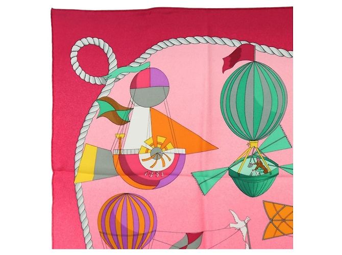 Hermès HERMES Carré 90 Sciarpa "LES FOLIES DU CIEL" Seta Rosa Auth hk3927V - vista 2