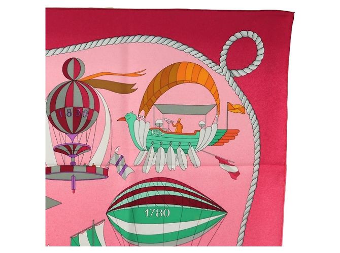 Hermès HERMES Carré 90 Sciarpa "LES FOLIES DU CIEL" Seta Rosa Auth hk3927V - vista 4