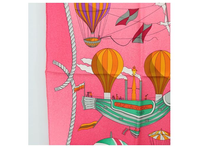 Hermès HERMES Carré 90 Sciarpa "LES FOLIES DU CIEL" Seta Rosa Auth hk3927V - vista 5
