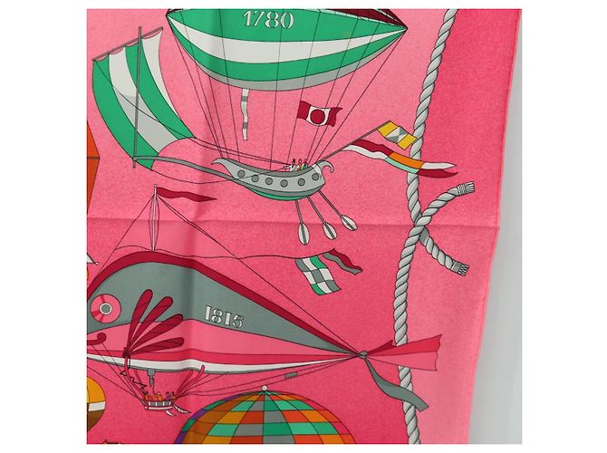 Hermès HERMES Carré 90 Sciarpa "LES FOLIES DU CIEL" Seta Rosa Auth hk3927V - vista 7
