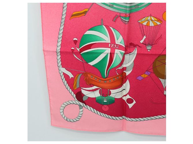 Hermès HERMES Carré 90 Sciarpa "LES FOLIES DU CIEL" Seta Rosa Auth hk3927V - vista 8