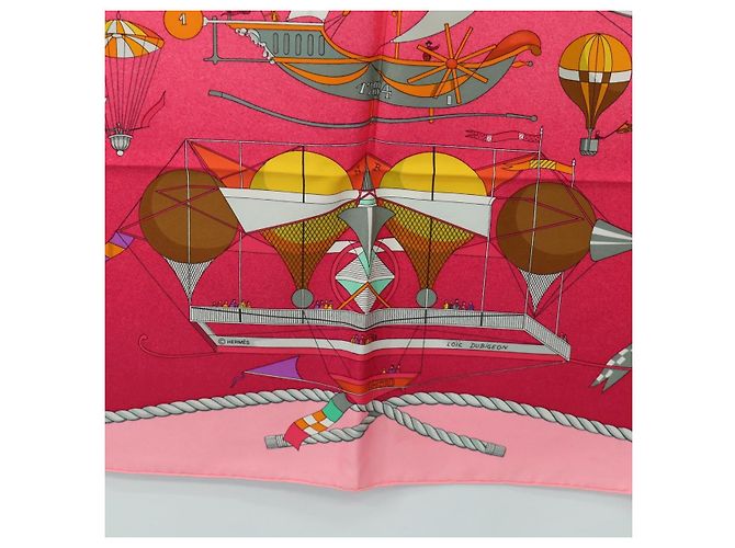 Hermès HERMES Carré 90 Sciarpa "LES FOLIES DU CIEL" Seta Rosa Auth hk3927V - vista 9