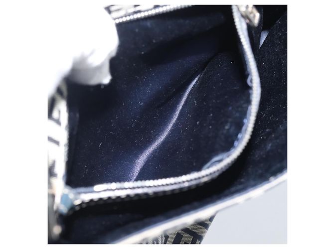 FENDI Zucchino Canvas Mamma Baguette Borsa a Spalla Navy Silver Auth 189693V Argento Blu navy - vista 22