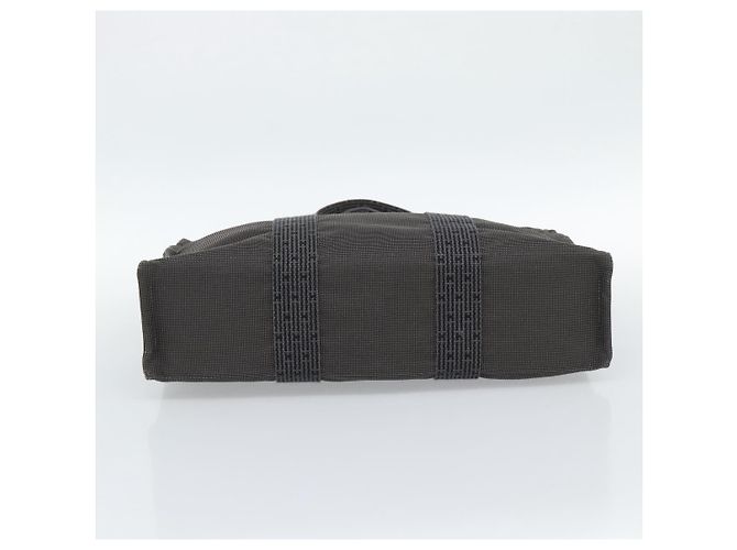 Hermès HERMES Her Line MM Handtasche Canvas Grau Silber Auth 189583 Braun - Ansicht 5