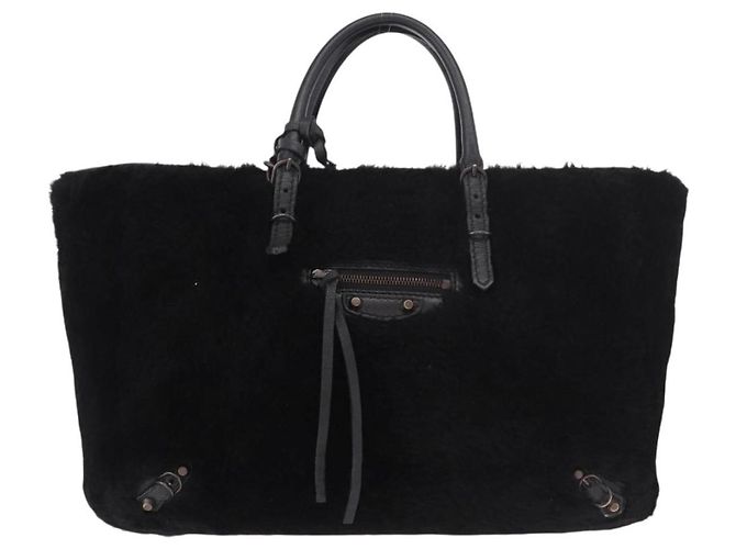 Borsa a mano BALENCIAGA in pelliccia 2way Nera Auth 189725A Nero - vista 13