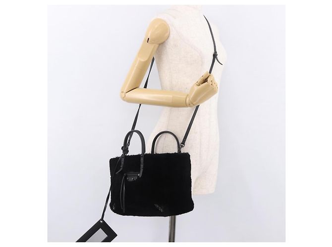 Borsa a mano BALENCIAGA in pelliccia 2way Nera Auth 189725A Nero - vista 26