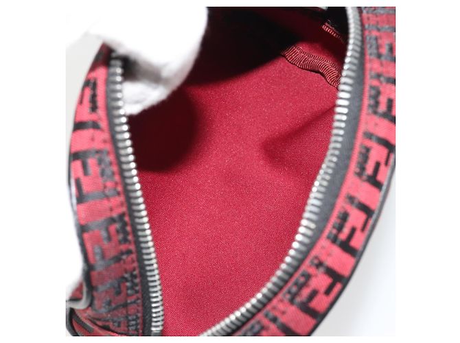Pochette FENDI Zucchino Canvas Rosso Argento Auth 189615A - vista 10