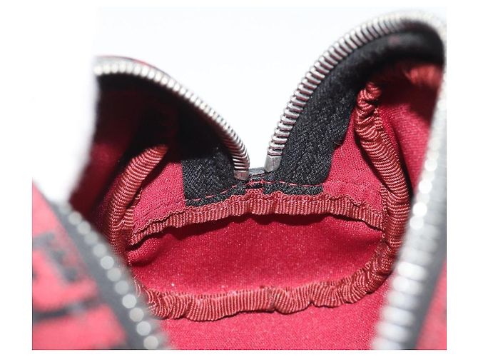 Pochette FENDI Zucchino Canvas Rosso Argento Auth 189615A - vista 11