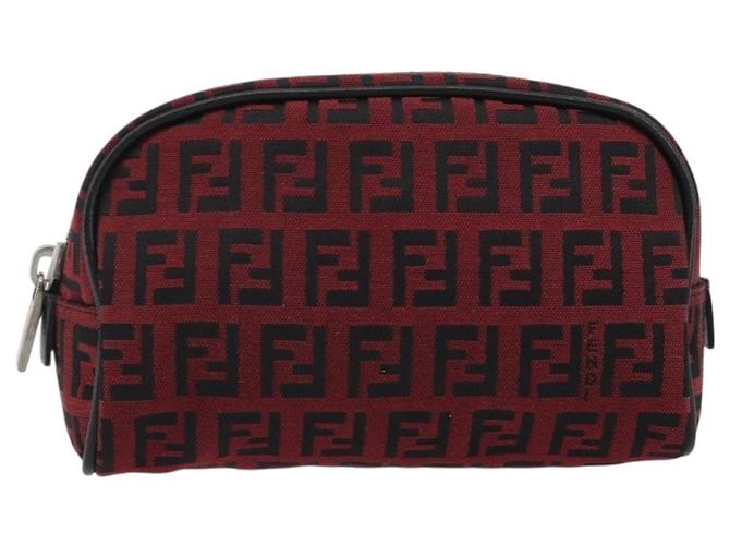 Pochette FENDI Zucchino Canvas Rosso Argento Auth 189615A - vista 13