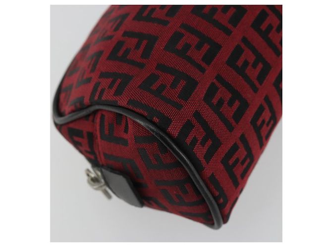 Pochette FENDI Zucchino Canvas Rosso Argento Auth 189615A - vista 14