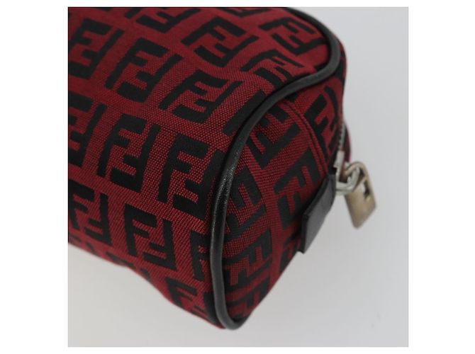 Pochette FENDI Zucchino Canvas Rosso Argento Auth 189615A - vista 15
