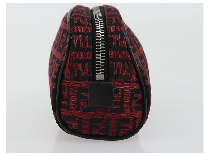 Pochette FENDI Zucchino Canvas Rosso Argento Auth 189615A - vista 3
