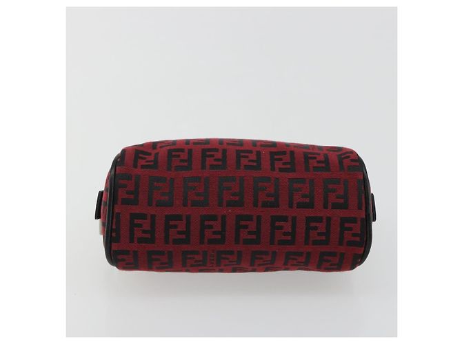 Pochette FENDI Zucchino Canvas Rosso Argento Auth 189615A - vista 6